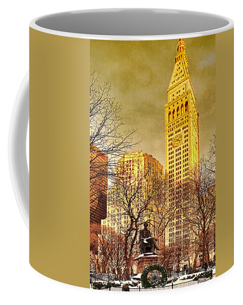 Winter Coffee Mug featuring the photograph Ten Past Four at Madison Square Park by Chris Lord