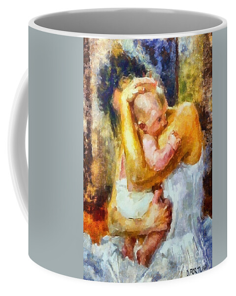 Motherhood Coffee Mug featuring the painting Tender moment by Dragica Micki Fortuna
