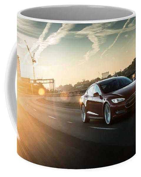 Tesla Model S Coffee Mug featuring the digital art Tesla Model S by Maye Loeser