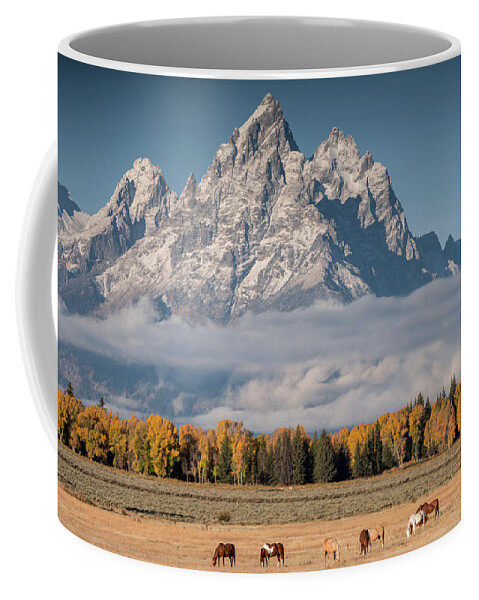 Horses Coffee Mug featuring the photograph Teton Horses by Wesley Aston