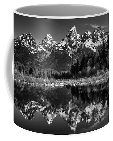 Black And White Coffee Mug featuring the photograph Teton Mono by Darren White
