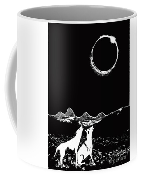 Solar Eclipse Coffee Mug featuring the digital art Teton Total Solar Eclipse by Shelley Myers