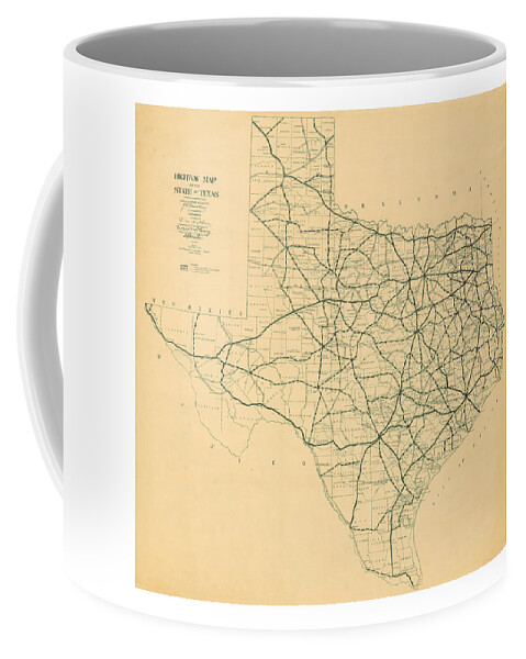 Texas Coffee Mug featuring the digital art Texas 1922, Texas Highway Department by Texas Map Store