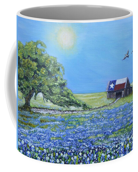 Texas Landscape Coffee Mug featuring the painting Texas Barn and Live Oak by Melissa Torres