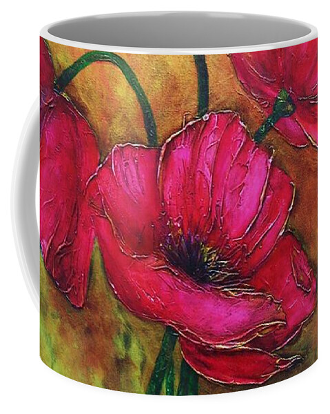Flowers Coffee Mug featuring the painting Textured Poppies by Chris Hobel