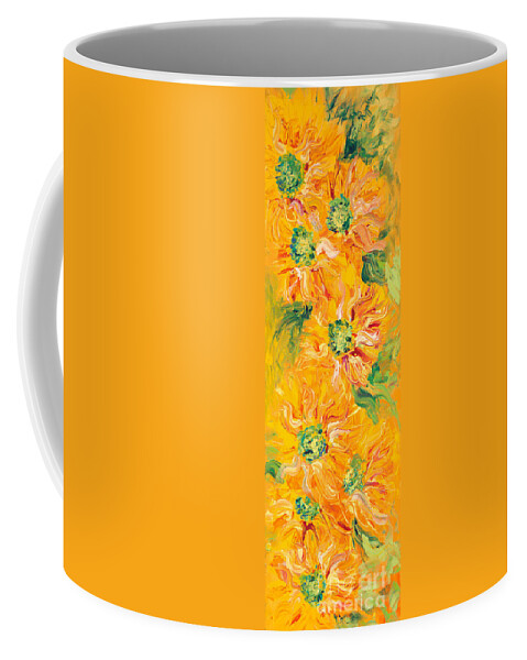 Yellow Coffee Mug featuring the painting Textured Yellow Sunflowers by Nadine Rippelmeyer