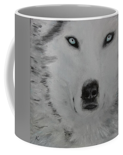 Wolfs Coffee Mug featuring the painting The Stare by Neslihan Ergul Colley