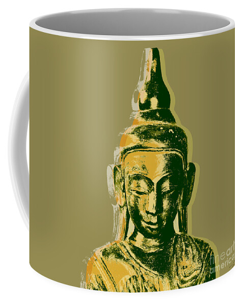 Thai Coffee Mug featuring the digital art Thai Buddha #4 Pop Art Warhol style print. by Jean luc Comperat