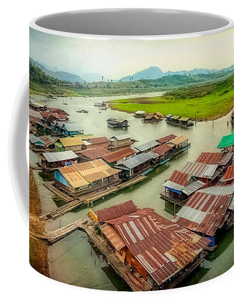 Thailand Coffee Mug featuring the photograph Thai Floating Village by Adrian Evans