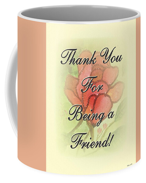 Friendship Art Coffee Mug featuring the mixed media Thank You Friend - Rose 2 by Sticky Friends