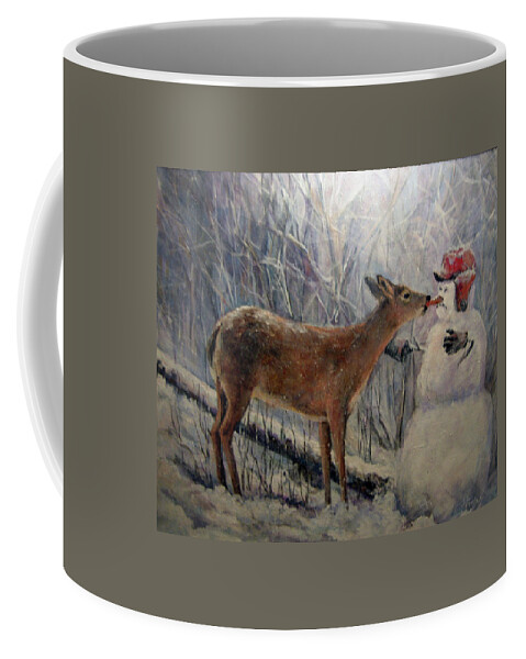 Snowman Coffee Mug featuring the painting That'll Be Mine by Donna Tucker