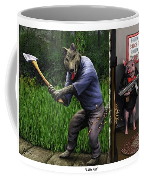 Wolf Coffee Mug featuring the digital art That's What You Think Wolf by David Luebbert