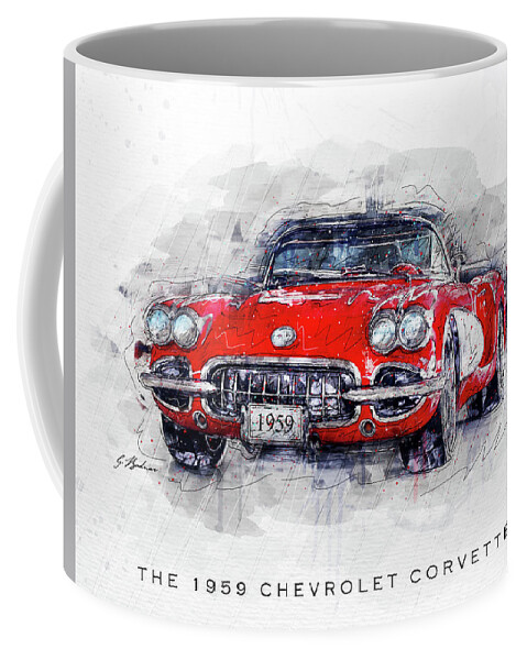 Corvette Coffee Mug featuring the digital art The 1959 Chevrolet Corvette by Gary Bodnar