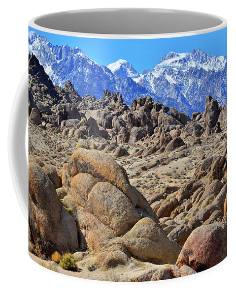 Alabama Hills Coffee Mug featuring the photograph The Alabama Hills Frame the Eastern Sierra Mountains by Ray Mathis