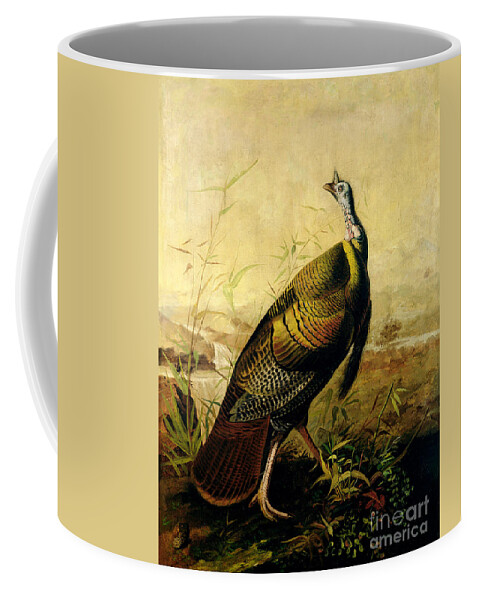 Turkey Coffee Mug featuring the painting The American Wild Turkey Cock by John James Audubon