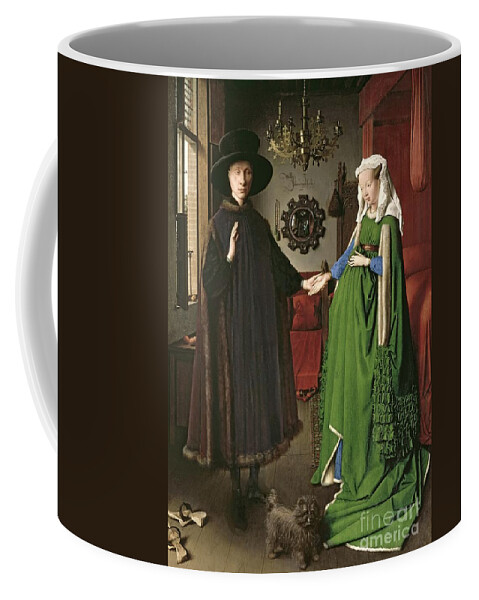 Jan Van Eyck Coffee Mug featuring the painting The Arnolfini Marriage by Jan van Eyck