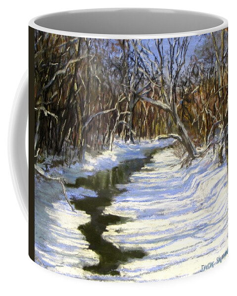 Assabet River Coffee Mug featuring the painting The Assabet River in winter by Jack Skinner