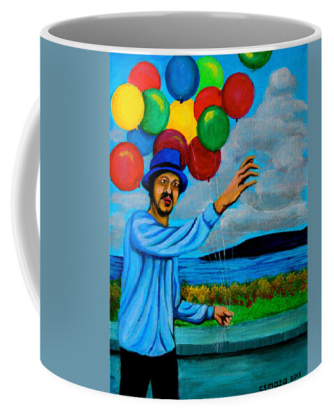 Balloon Coffee Mug featuring the painting The Balloon Vendor by Cyril Maza