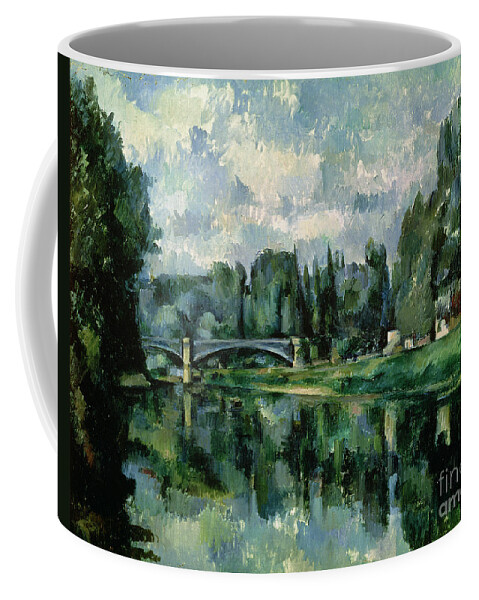 The Coffee Mug featuring the painting The Banks of the Marne at Creteil by Paul Cezanne