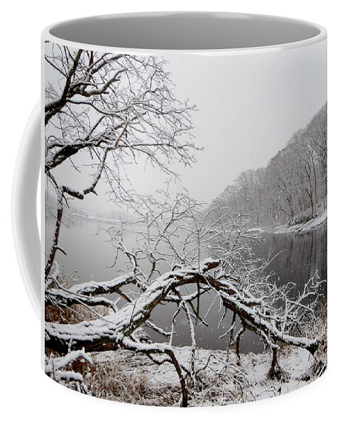 Snow Coffee Mug featuring the photograph The Bass River in the Snow by Scott Hufford