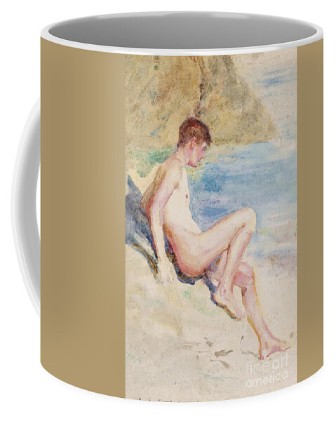 The Bather Coffee Mug featuring the painting The bather, 1910 by Henry Scott Tuke