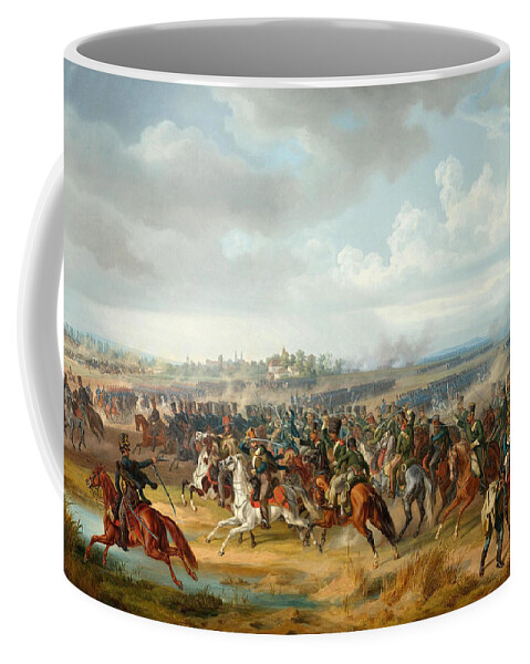 Albrecht Adam Coffee Mug featuring the painting The Battle of Papa on 12 June 1809 by Albrecht Adam