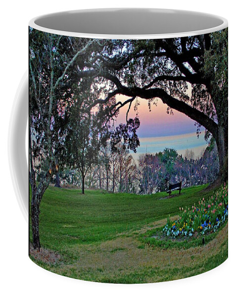 Fairhope Coffee Mug featuring the painting The Bay View Bench by Michael Thomas
