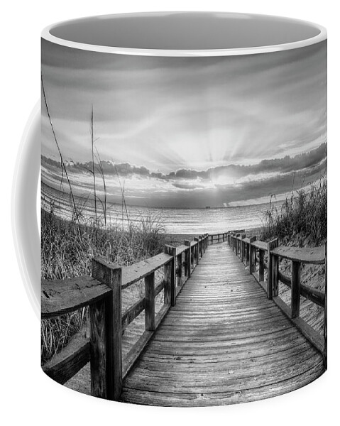 Black Coffee Mug featuring the photograph The Beach is Calling Black and White by Debra and Dave Vanderlaan