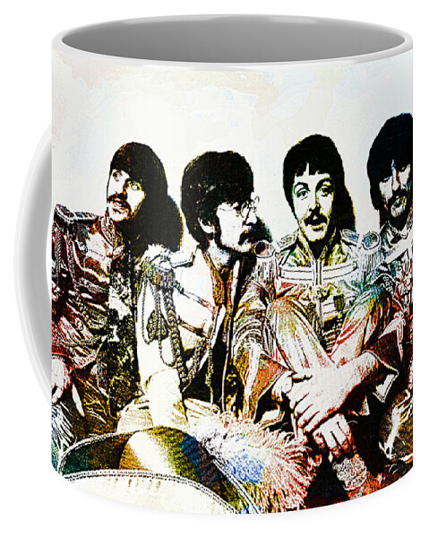 The Beatles Coffee Mug featuring the drawing The Beatles--Sargent Peppers Lonely Hearts Club Band by Ian Gledhill