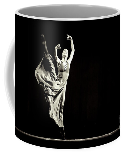 Ballet Coffee Mug featuring the photograph The beautiful ballerina dancing in long dress by Dimitar Hristov