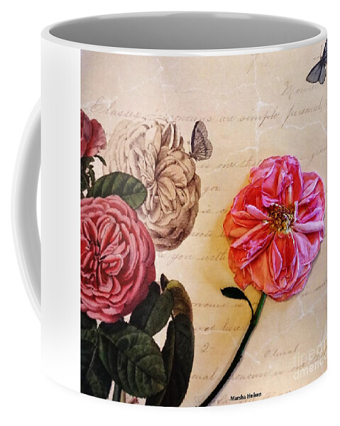 Photograph Coffee Mug featuring the mixed media The Beauty of a Dried Rose by Marsha Heiken