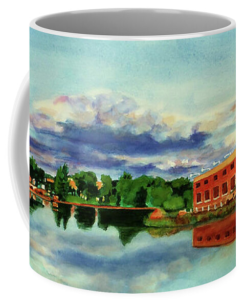 Minnesota Coffee Mug featuring the painting The Best Dam Town in Minnesota by Kathy Braud