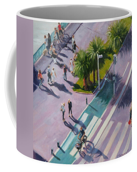 Riviera Coffee Mug featuring the painting The Bird's View by Connie Schaertl