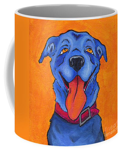 Dog Coffee Mug featuring the painting The Blue Dog of Sandestin by Robin Wiesneth