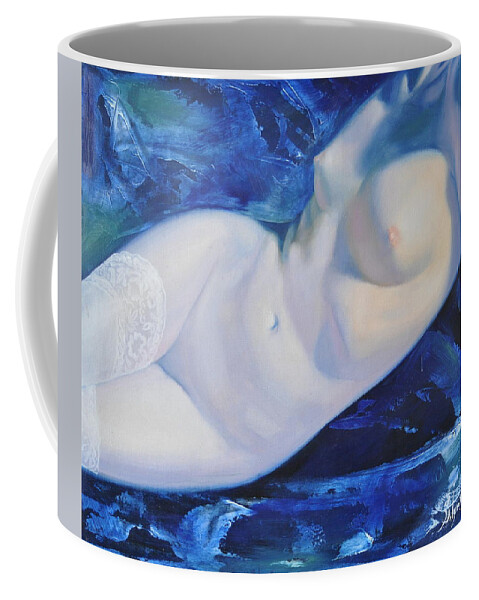 Art Coffee Mug featuring the painting The blue ice by Sergey Ignatenko