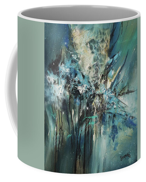 The Blues; Abstract; Abstract Expressionist; Contemporary Art; Tom Shropshire Painting; Shades Of Blue Coffee Mug featuring the painting The Blues by Tom Shropshire
