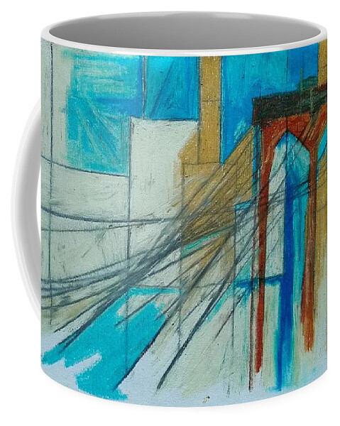 Brooklyn Coffee Mug featuring the drawing The Bridge by Helen Syron