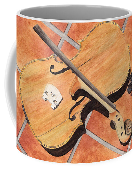 Violin Coffee Mug featuring the painting The Broken Violin by Ken Powers
