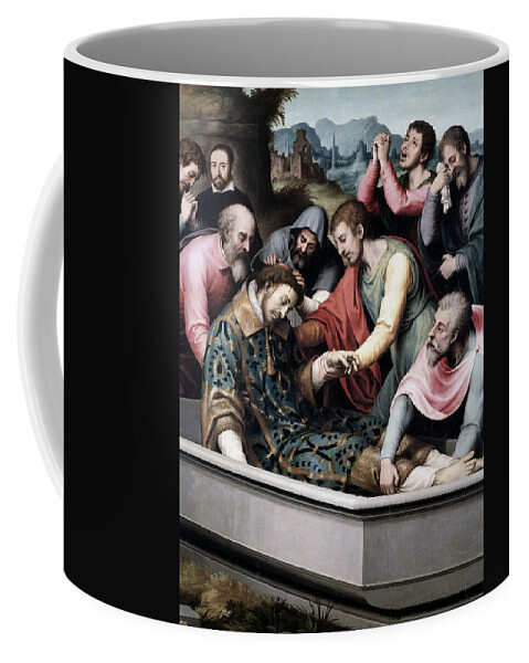 Juan De Juanes Coffee Mug featuring the painting The Burial of Saint Stephen by Juan de Juanes