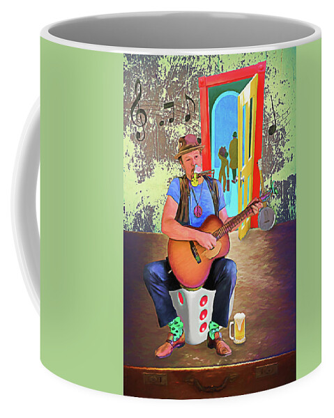 Busker Coffee Mug featuring the digital art The Busker by John Haldane