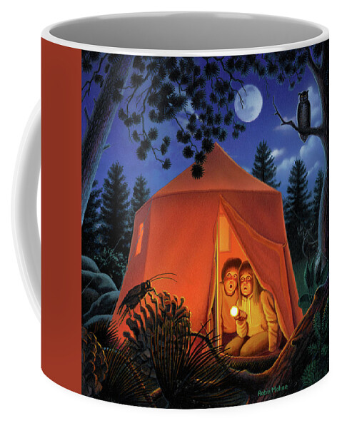 Camping Coffee Mug featuring the painting The Campout by Robin Moline