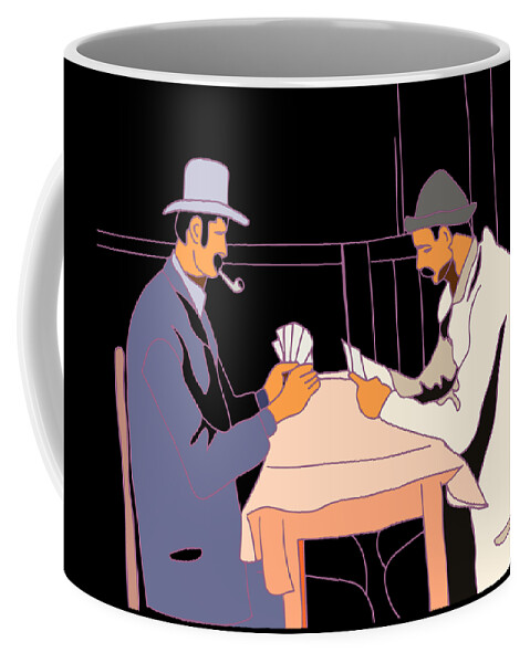 Card Coffee Mug featuring the digital art The card players by Piotr Dulski