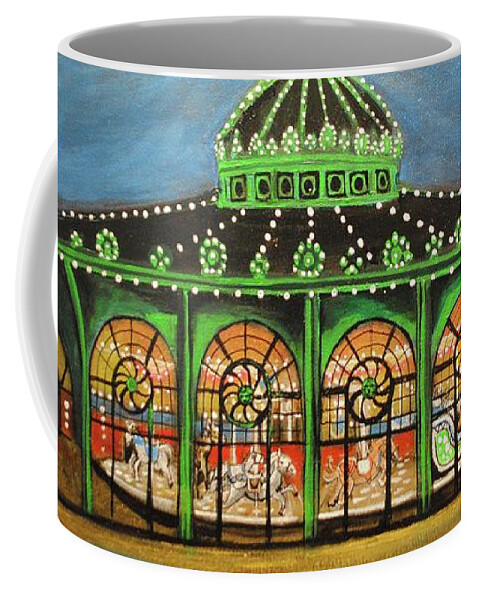 Asbury Park Coffee Mug featuring the painting The Carousel of Asbury Park by Patricia Arroyo