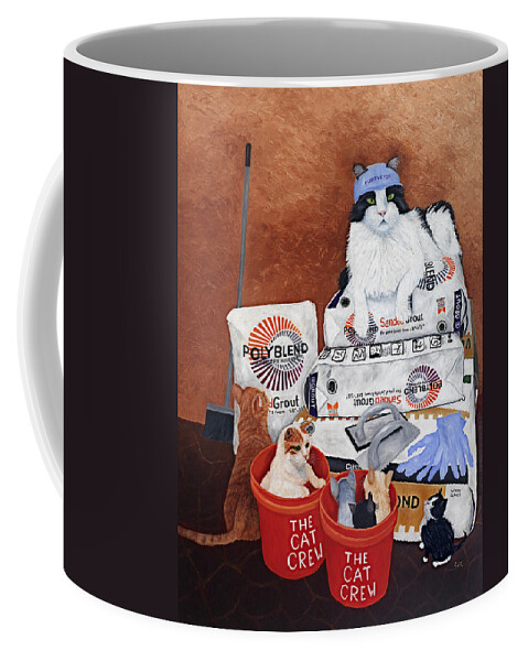 Karen Zuk Rosenblatt Coffee Mug featuring the painting The Cat Crew by Karen Zuk Rosenblatt