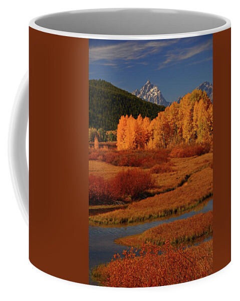 The Cathedral Group From North Of Oxbow Bend Coffee Mug featuring the photograph The Cathedral Group from North of Oxbow Bend by Raymond Salani III