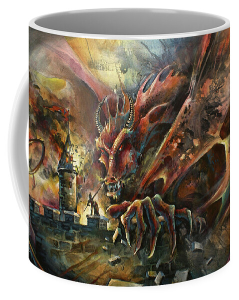 Fantasy Coffee Mug featuring the painting The Challenge by Michael Lang