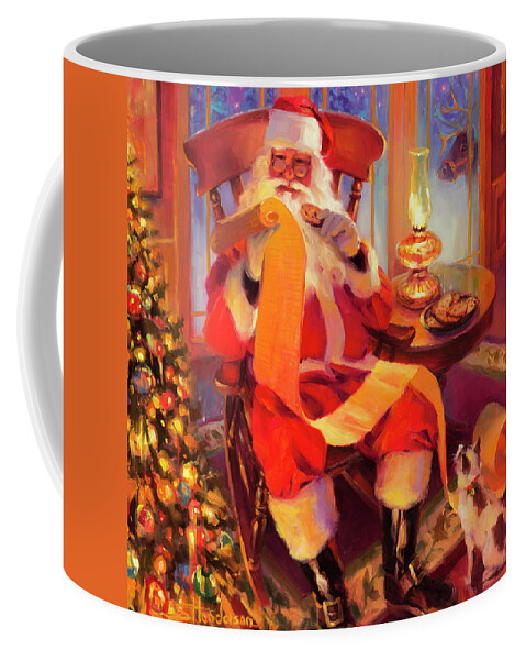 Santa Coffee Mug featuring the painting The Christmas List by Steve Henderson