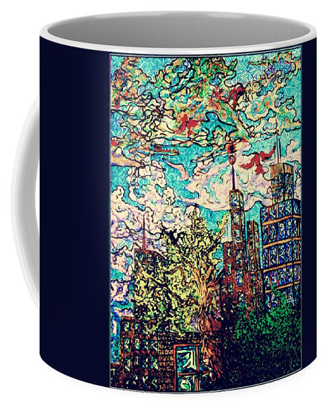Cityscape Coffee Mug featuring the drawing The City by Angela Weddle