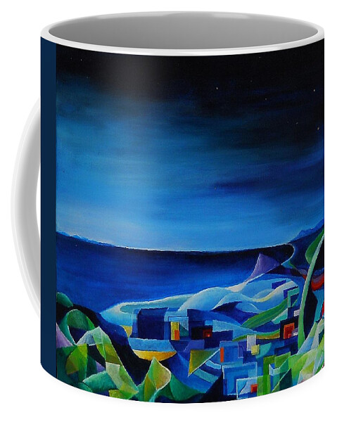 Genova Coffee Mug featuring the painting The City At The Sea by Wolfgang Schweizer