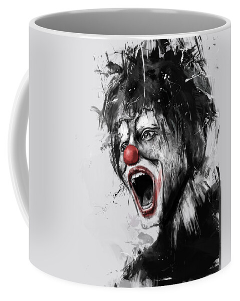 Clown Coffee Mug featuring the mixed media The Clown by Balazs Solti